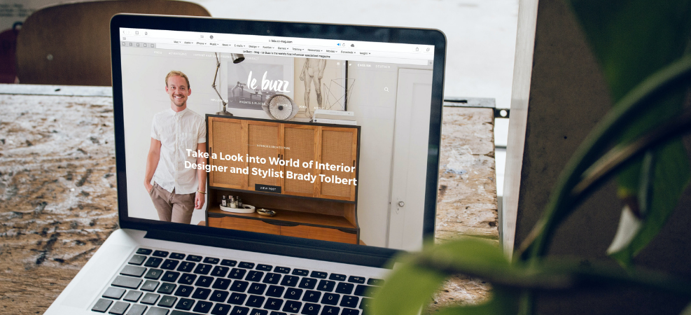 Homepage of interior design website